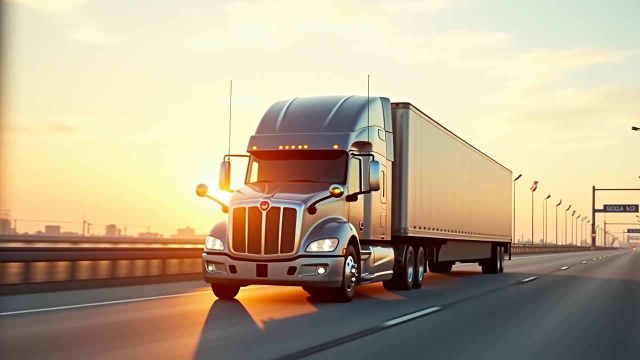 Logistics truck crossing the US-Mexico trade corridor