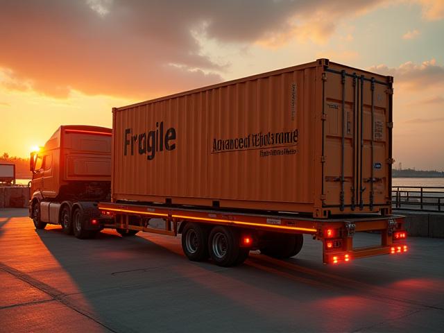 Crated modular AI GPU clusters being loaded onto an air-ride trailer