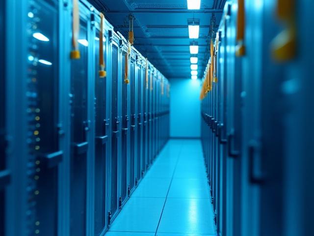 Close-up of a high-tech data server rack being loaded securely